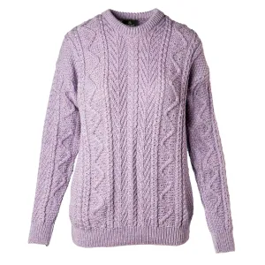 Aran Knit Patterned Crewneck- Lilac