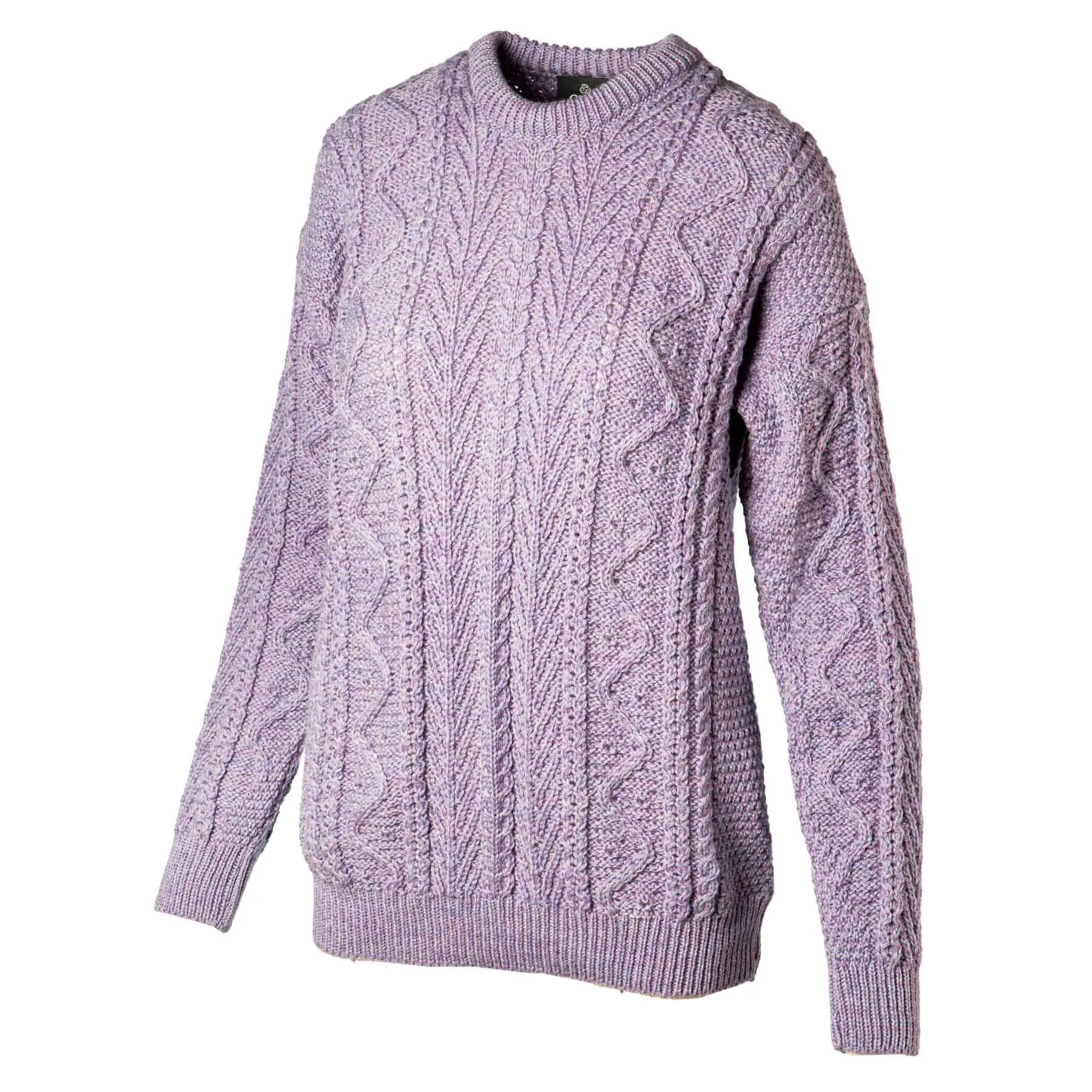 Aran Knit Patterned Crewneck- Lilac