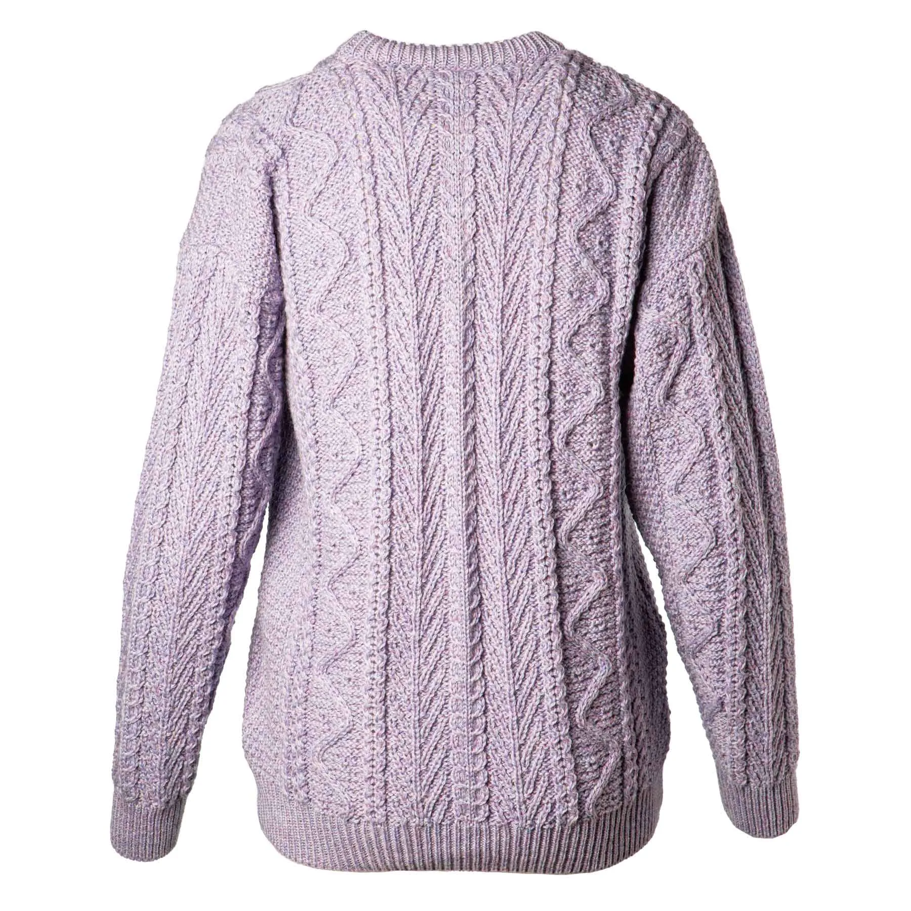 Aran Knit Patterned Crewneck- Lilac