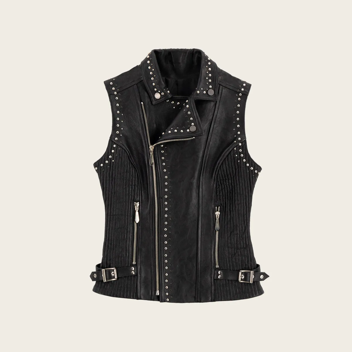 Black biker vest full of studs