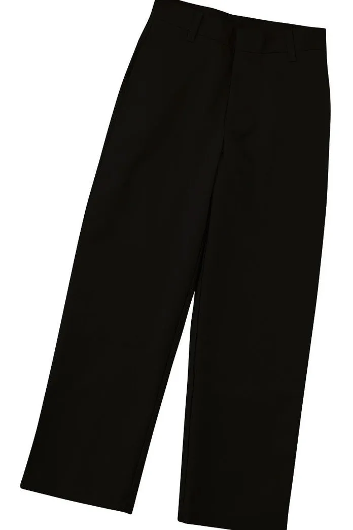 Boys Black Flat Front Pants