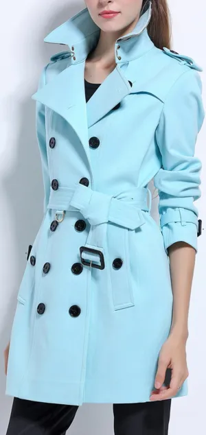 Bright Blue Belted Trench Coat