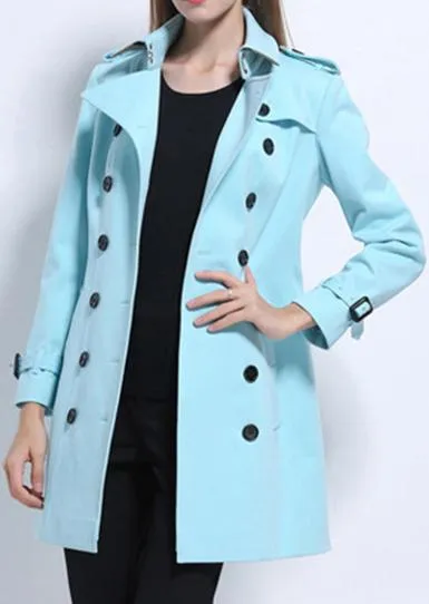 Bright Blue Belted Trench Coat