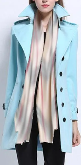 Bright Blue Belted Trench Coat