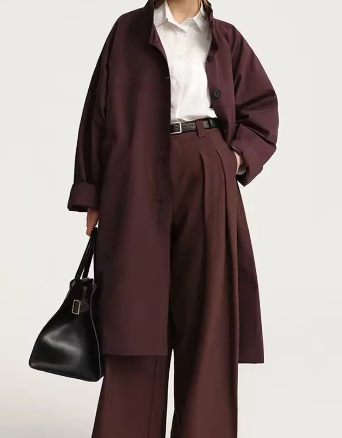 Burgandy Oversized Trench Coat