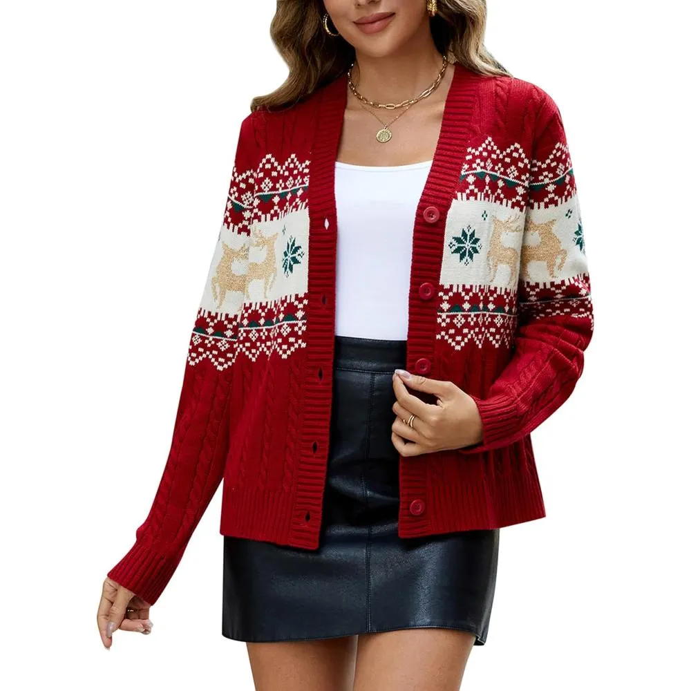 Button Down Holiday Cardigan Sweater