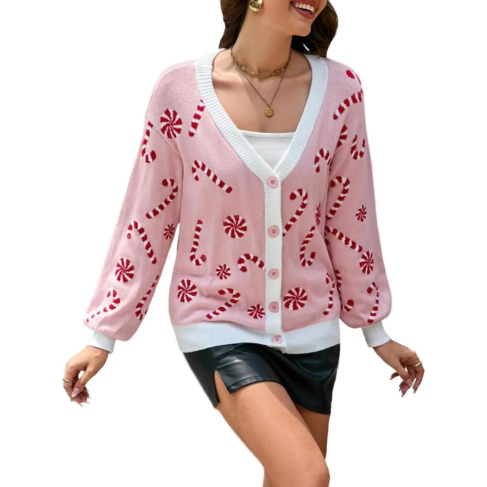 Button Down Holiday Cardigan Sweater