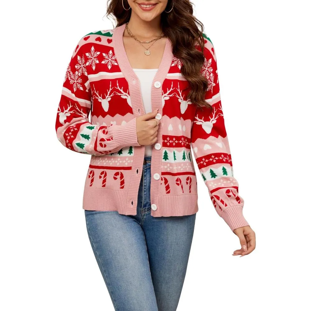 Button Down Holiday Cardigan Sweater