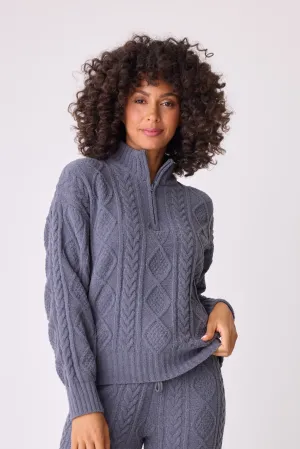 Chenille Cozy Cable Quarter Zip Sweater