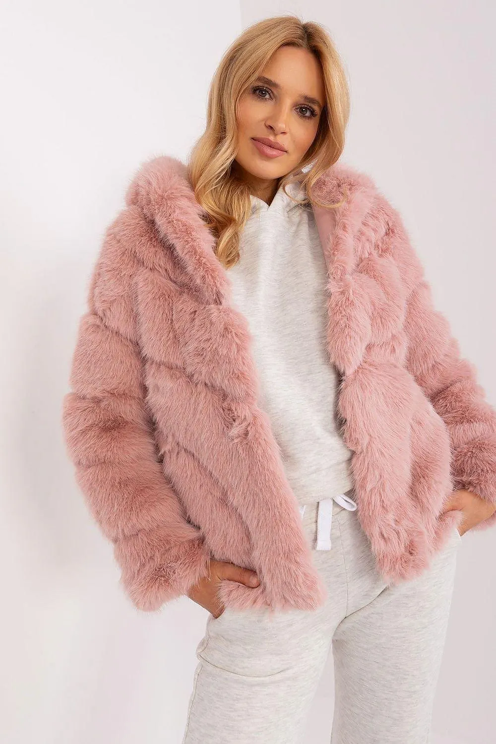 Chic Hooded Faux Fur Jacket