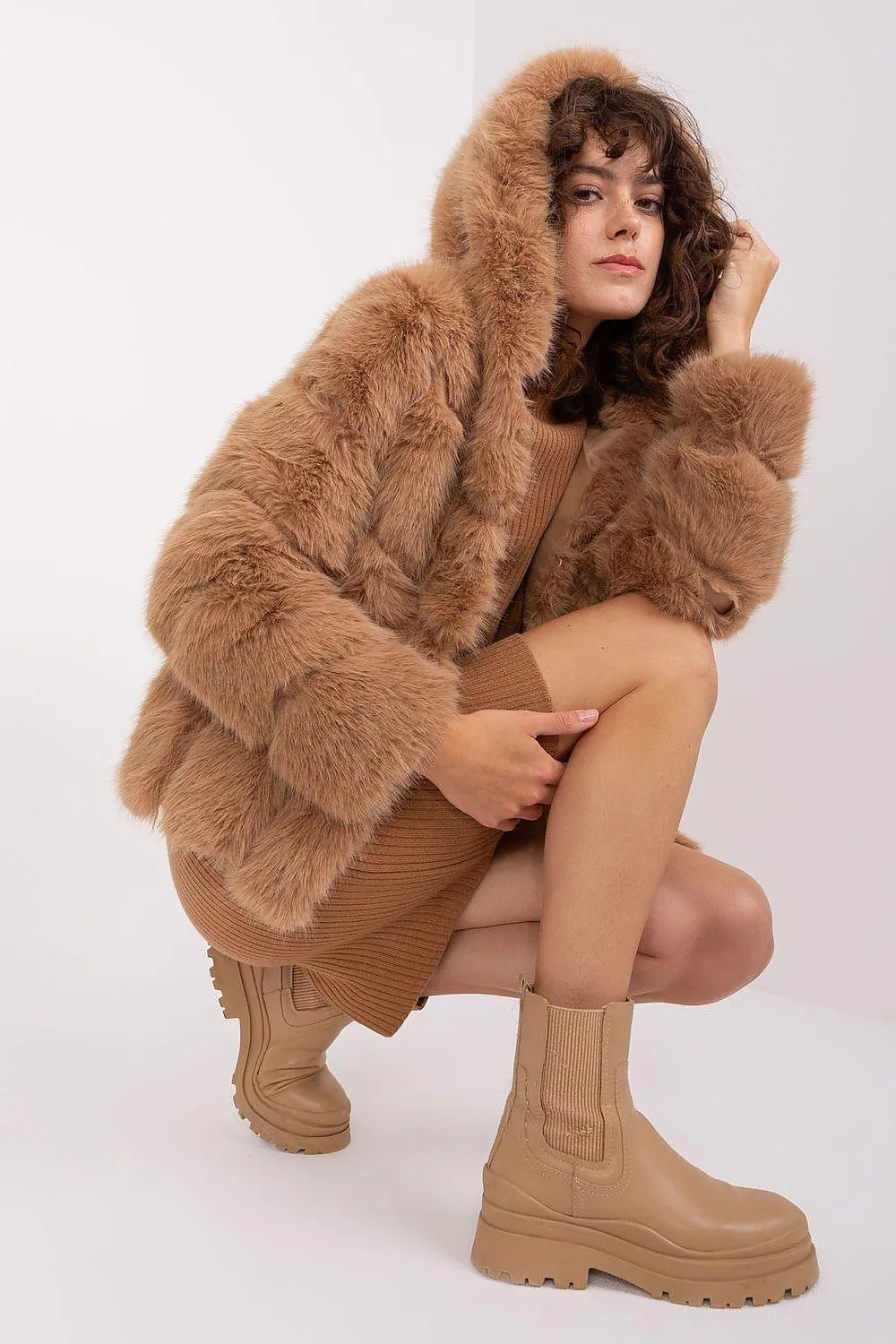 Chic Hooded Faux Fur Jacket