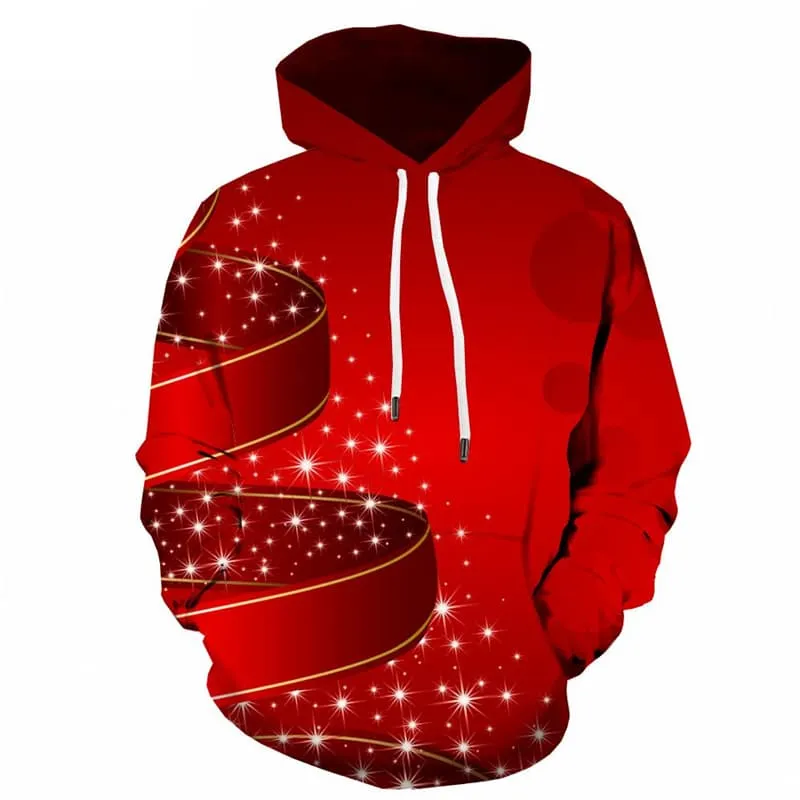 Christmas Sweatshirts men Red 3d Printed New Year Hoody Anime Unisex Streetwear