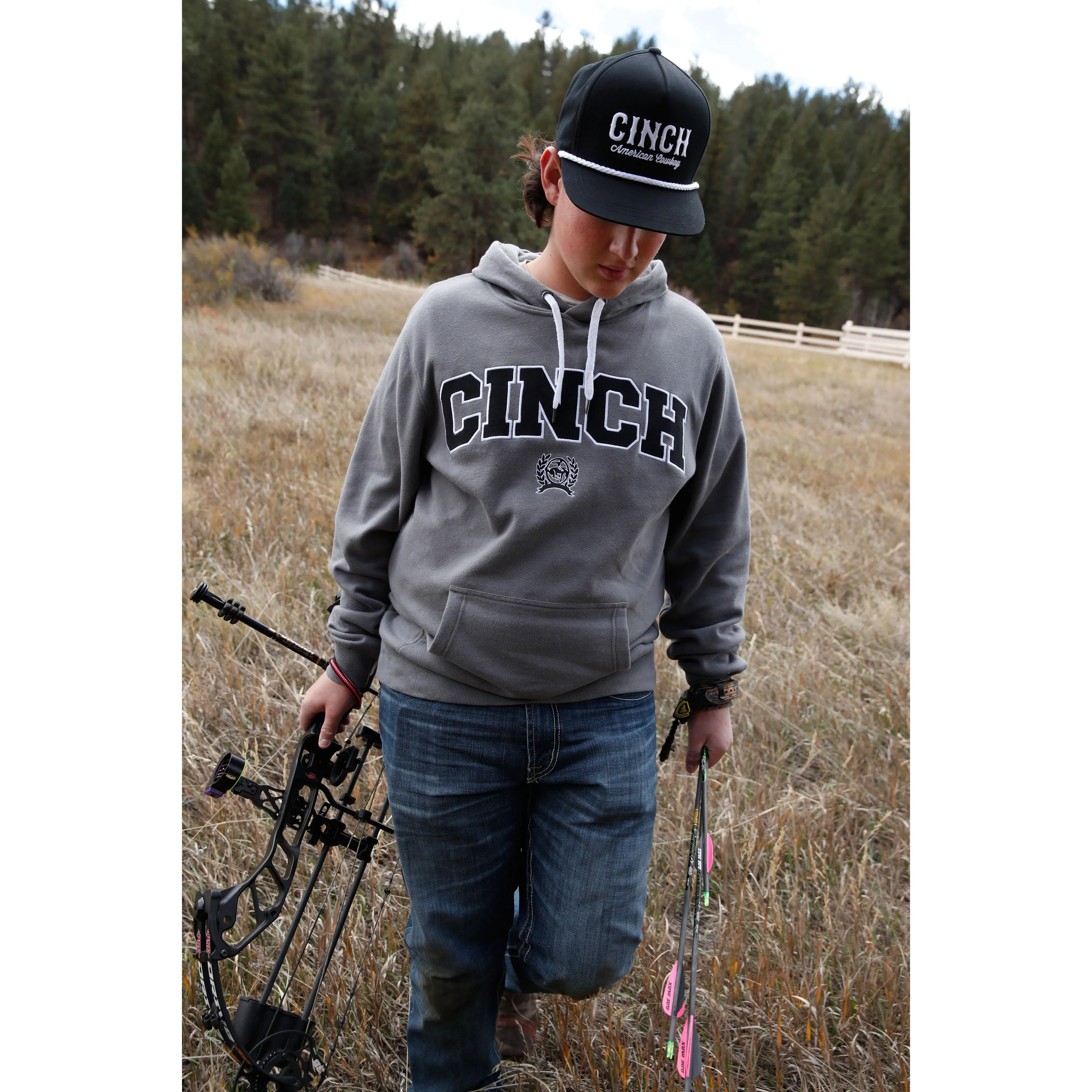 Cinch Men's Gray Logo Hoodie