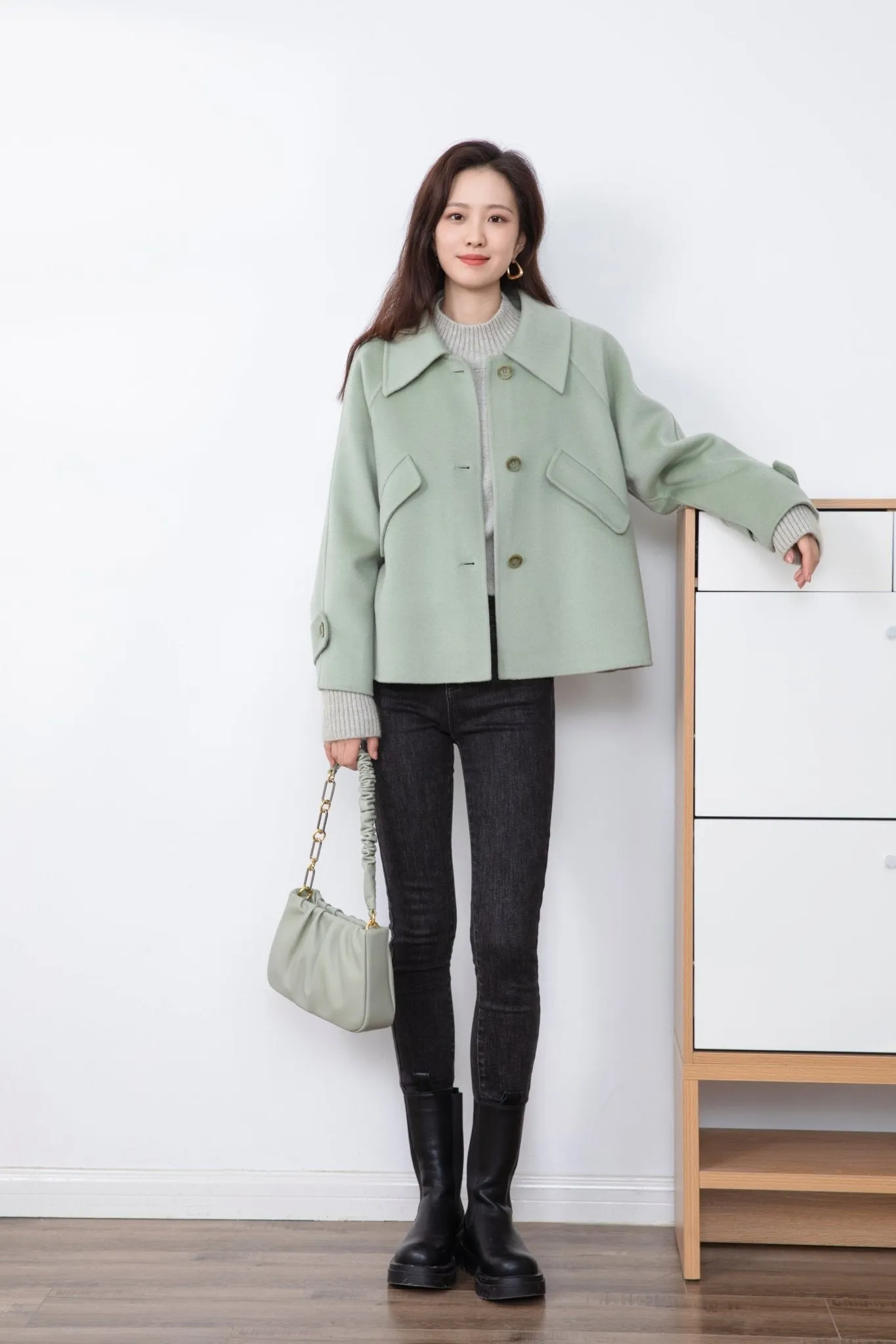 Citron Green Double Woolen Coat