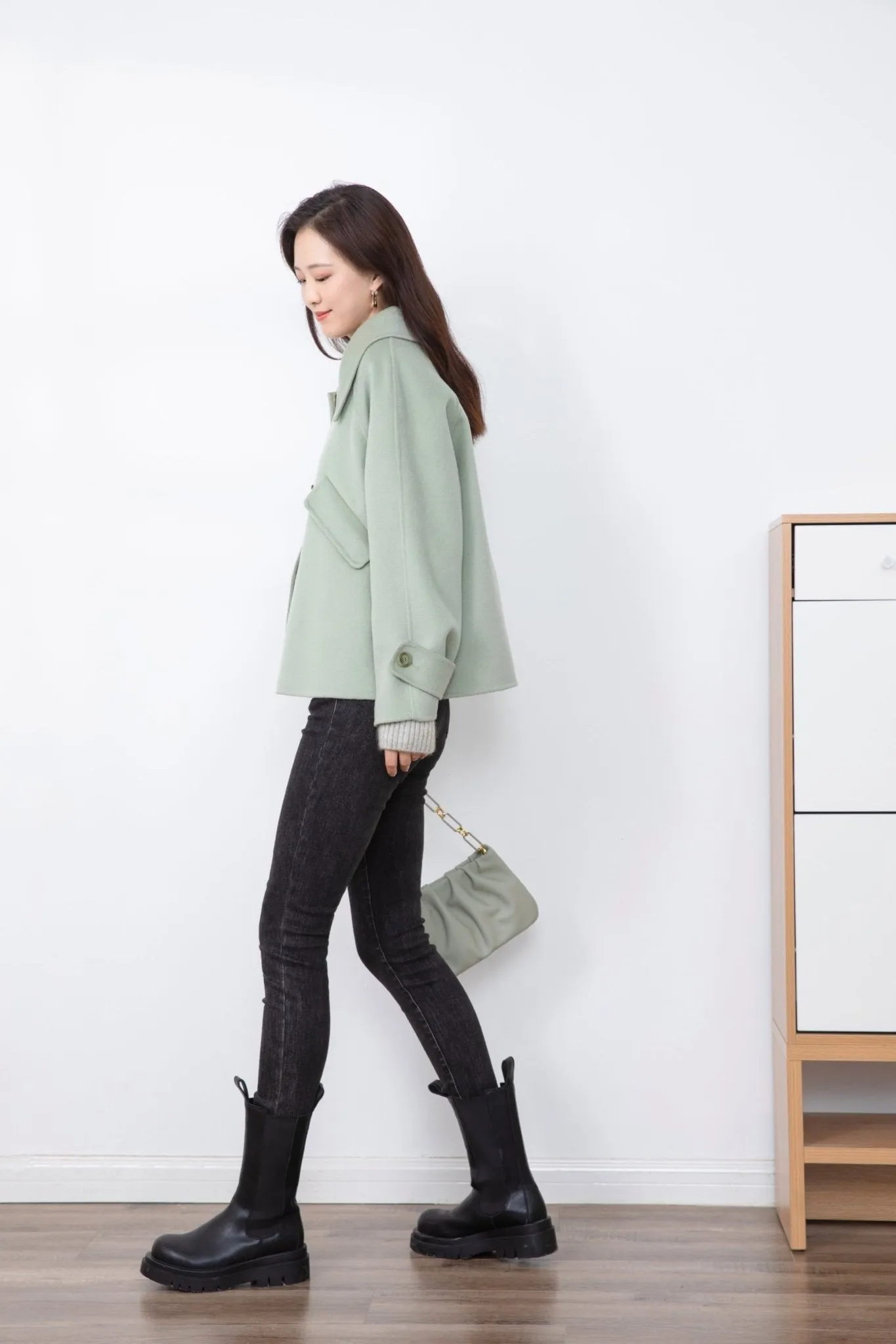 Citron Green Double Woolen Coat