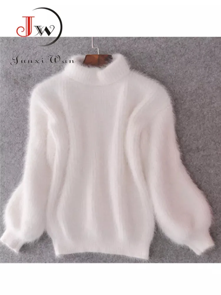 Cozy Winter Turtleneck Sweater with Lantern Sleeves