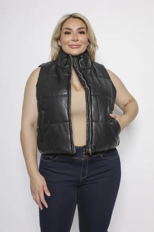 Curvy Girl Pleather Puffer Vest