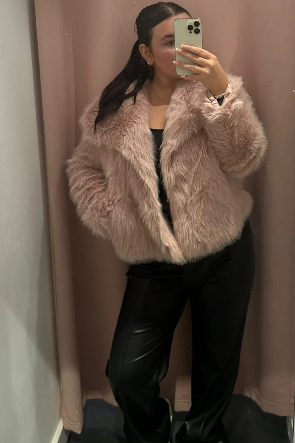 Ellen Pink Faux Fur Jacket