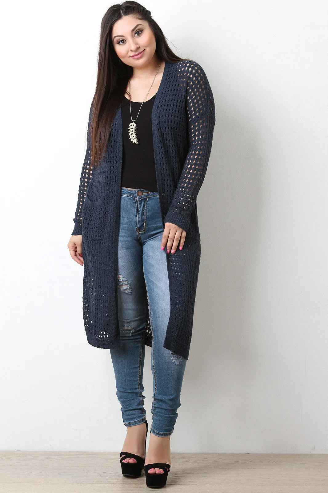 Eyelet Duster Cardigan