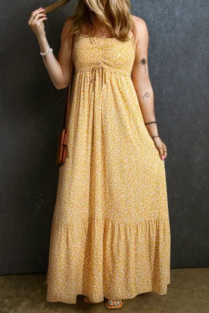 Frilly High Waist Floral Maxi Dress