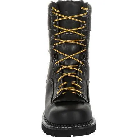 Georgia Men's Amp LT Low-Heel Logger 9" WP Work Boot - Black - GB00271