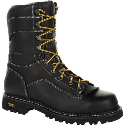 Georgia Men's Amp LT Low-Heel Logger 9" WP Work Boot - Black - GB00271