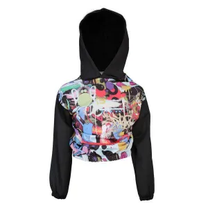 GIRLS GRAPHIC LONG SLEEVE BLACK HOODIE