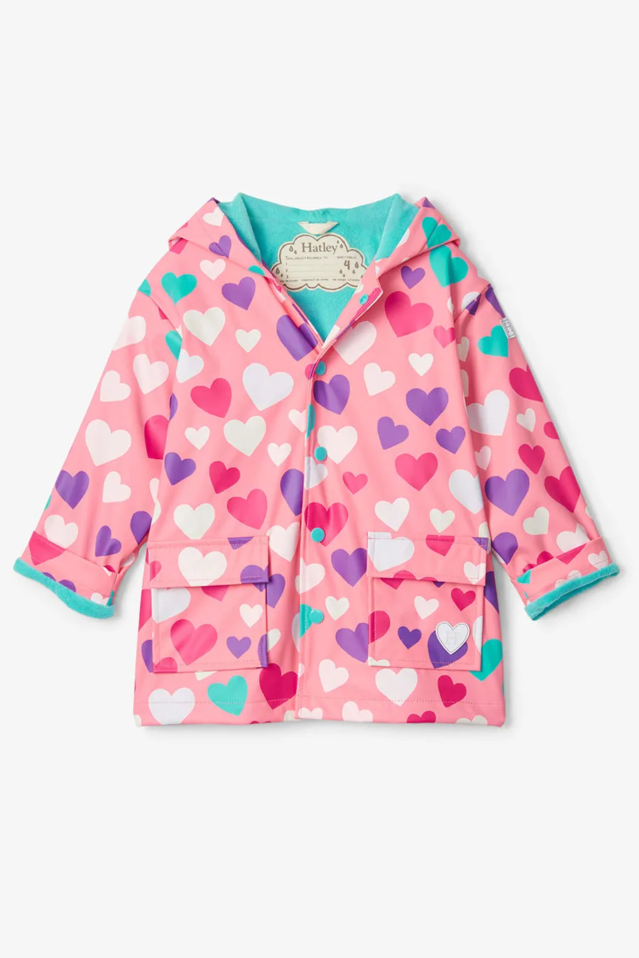 Girls Jacket Hatley Colorful Hearts Raincoat