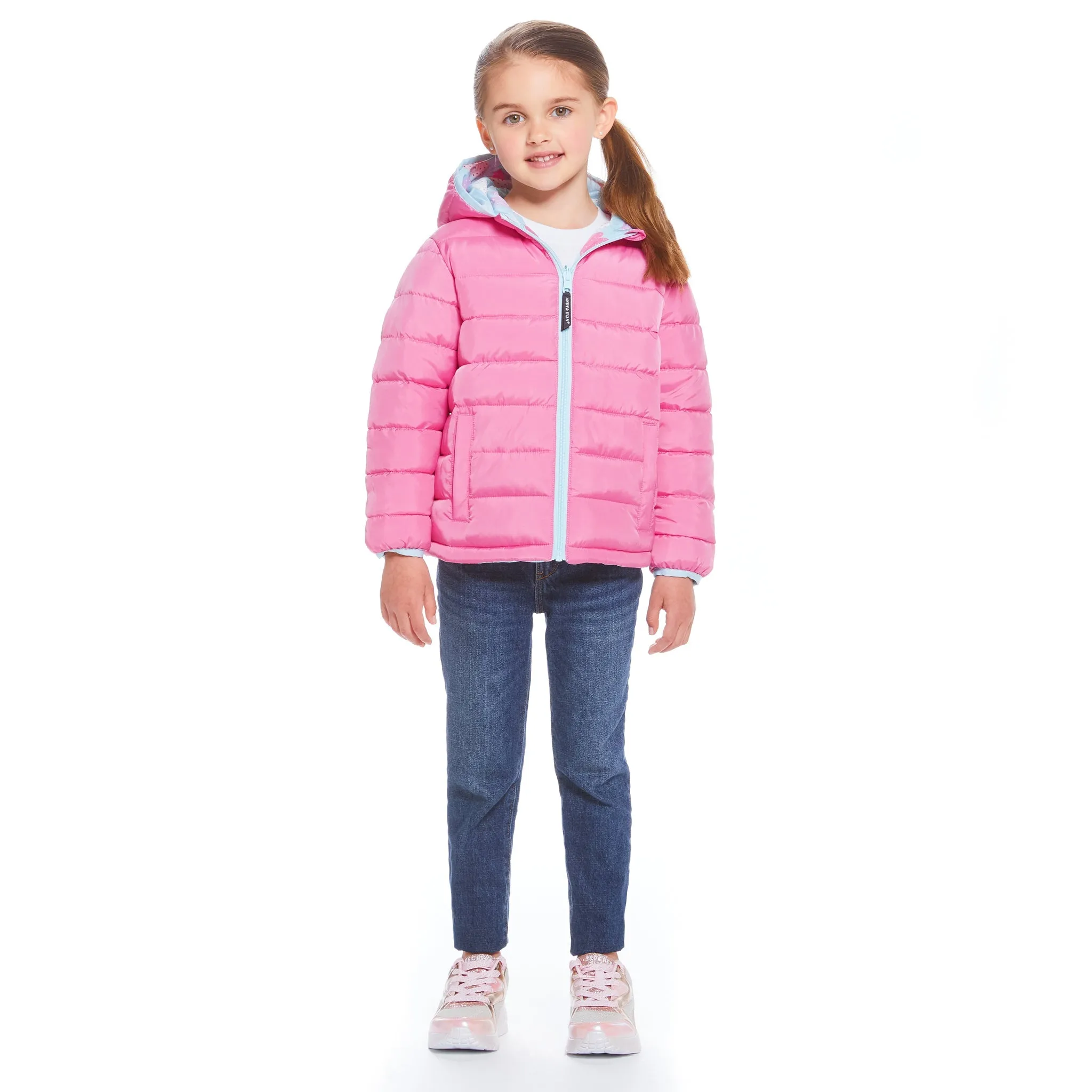 Girls Reversible Puffer  | Pink