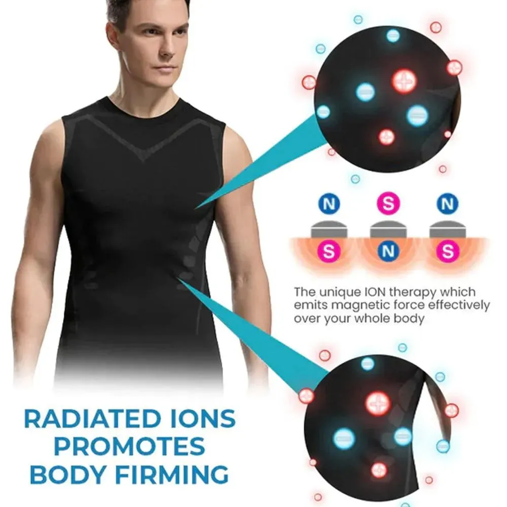 Ionic Shaping Vest Men's Sports Skin-tight Vests Fast Dry Breathable Slim Sleeveless Elastic Vest Fitness Top Cycling Vest