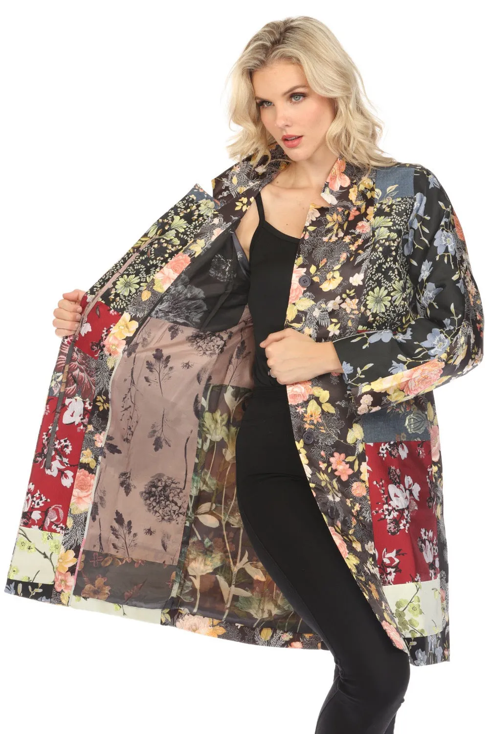 Johnny Was Biya Calanthe Patchwork Floral Coat Boho Chic B46821