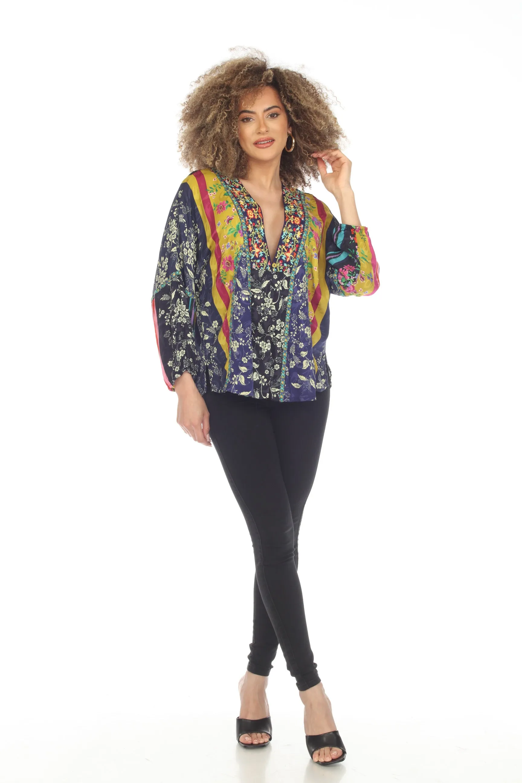 Johnny Was Cantero Brinna Floral Patchwork Jacket Boho Chic C49323BO