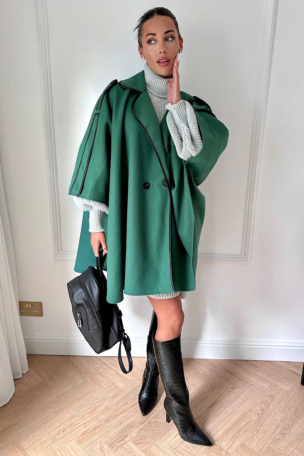 Layla Green Cape Coat