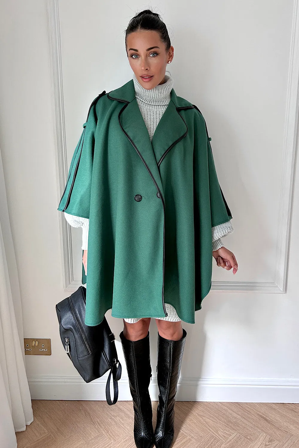 Layla Green Cape Coat