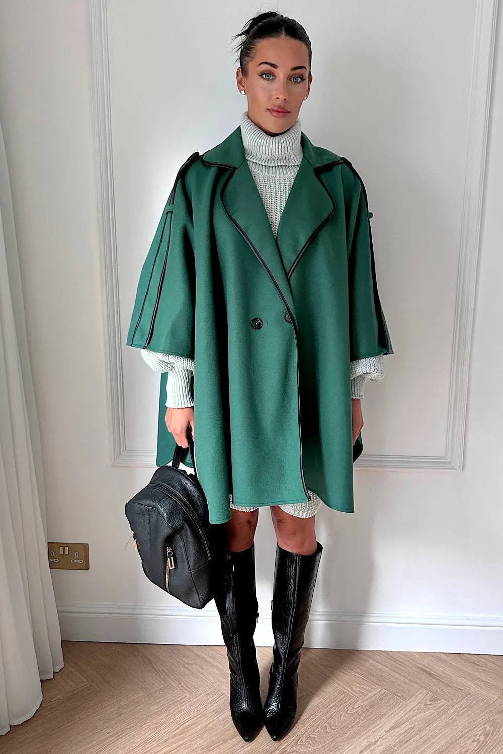 Layla Green Cape Coat