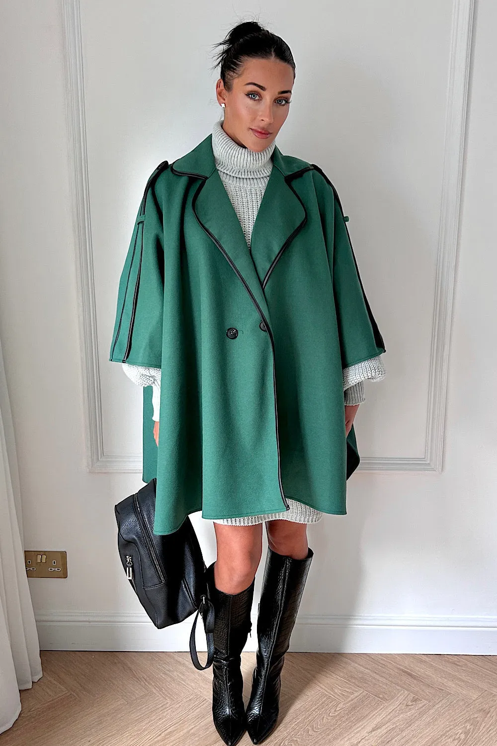 Layla Green Cape Coat