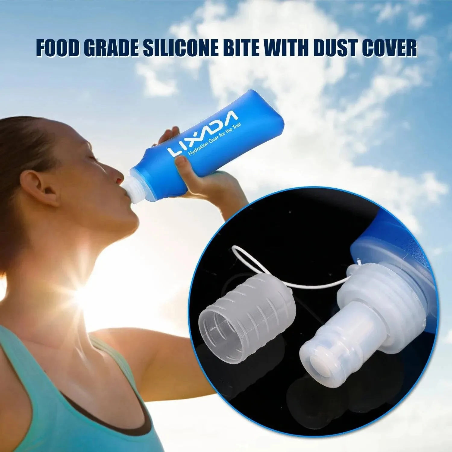 Lixada 500ml Outdoor Water Drinking Bottle Soft Folding Flask BPA Free for Running Hiking Cycling  1PCS/2PCS