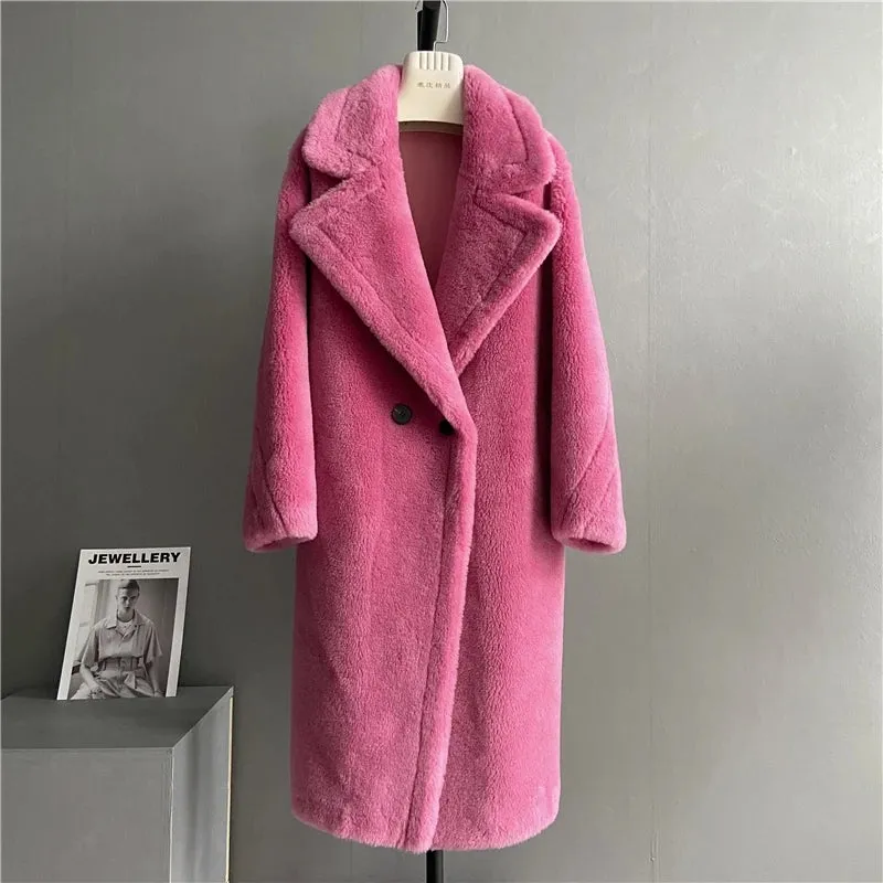 Luxury Teddy genuine wool sheepskin Luxury Coat - Stay Warm and Stylish in this Ethically Produced Fur Coat couple goals