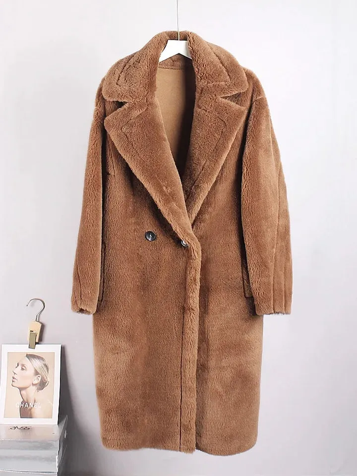 Luxury Teddy genuine wool sheepskin Luxury Coat - Stay Warm and Stylish in this Ethically Produced Fur Coat couple goals