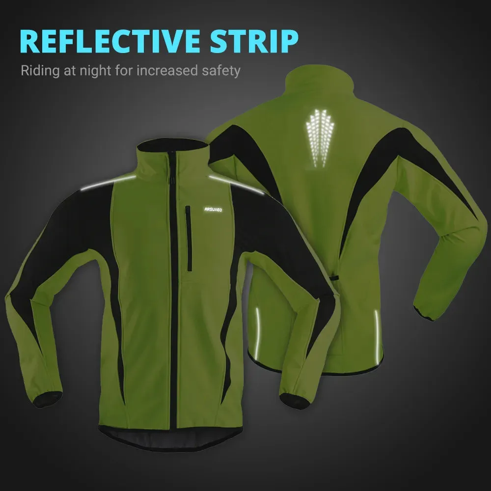 Men Cycling Reflective Jacket Thermal Fleece Winter Windproof Waterproof Jersey Autumn Bicycle Windbreaker MTB Bike Clothing