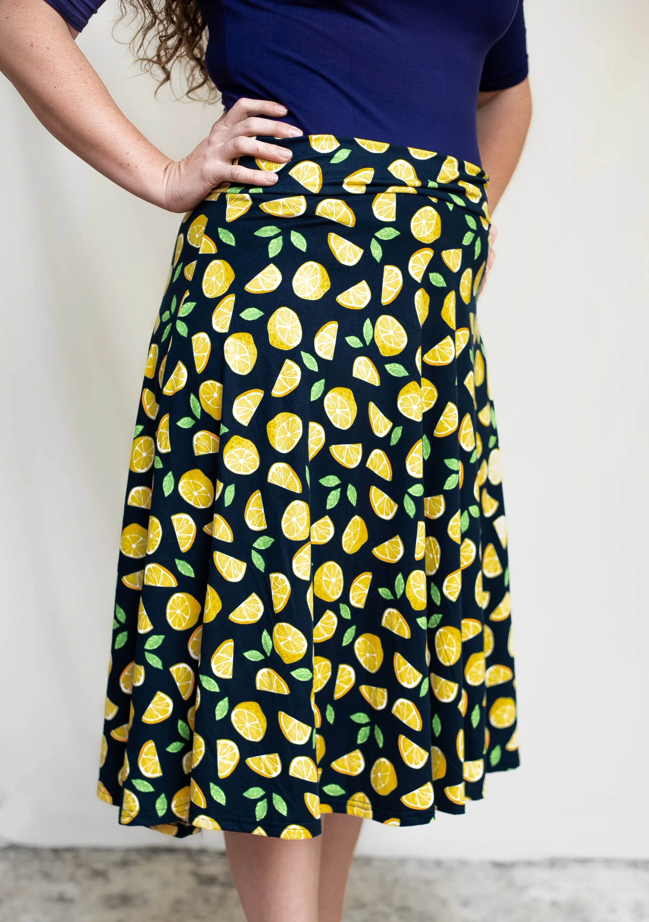 Navy Lemon Swish Skirt