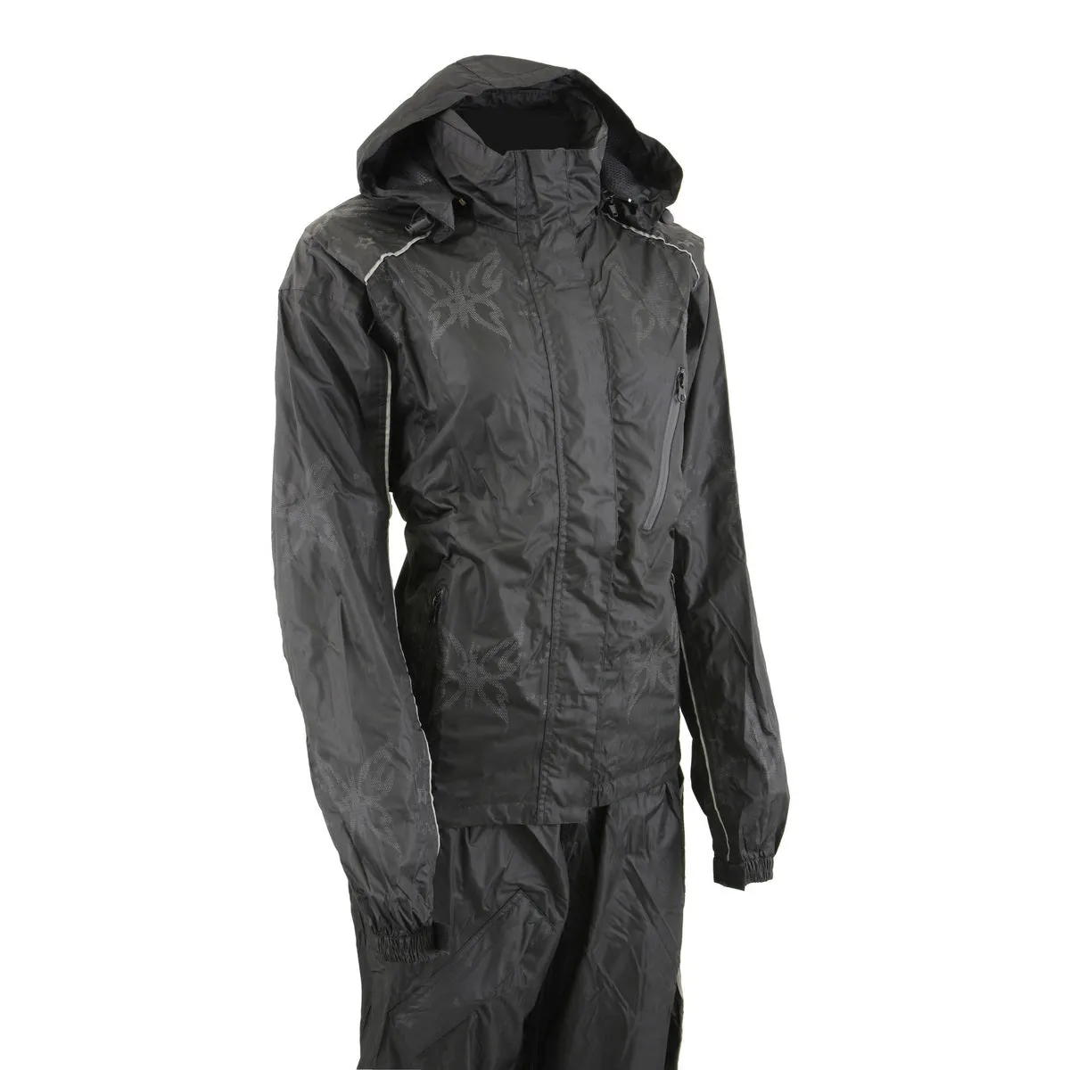 NexGen SH2342 Women's Black Water Resistant Rain Suit with Reflective