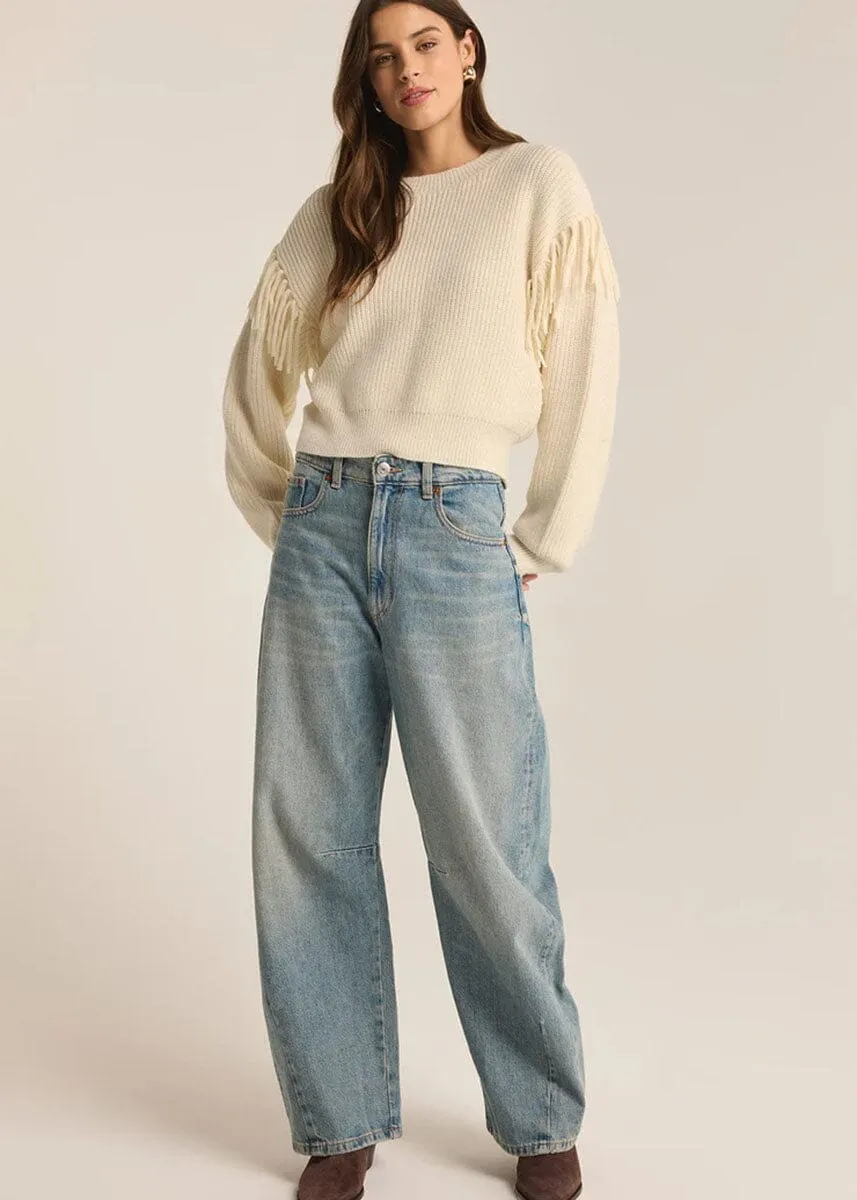 On The Fringe Sweater - Sea Salt