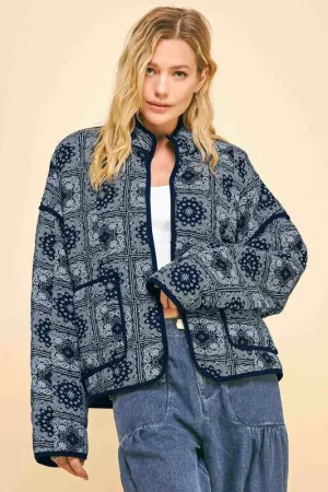 Otto Vintage Print Open Front Jacket