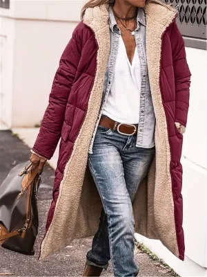 Plus Size Zip Up Sherpa Hooded Coat