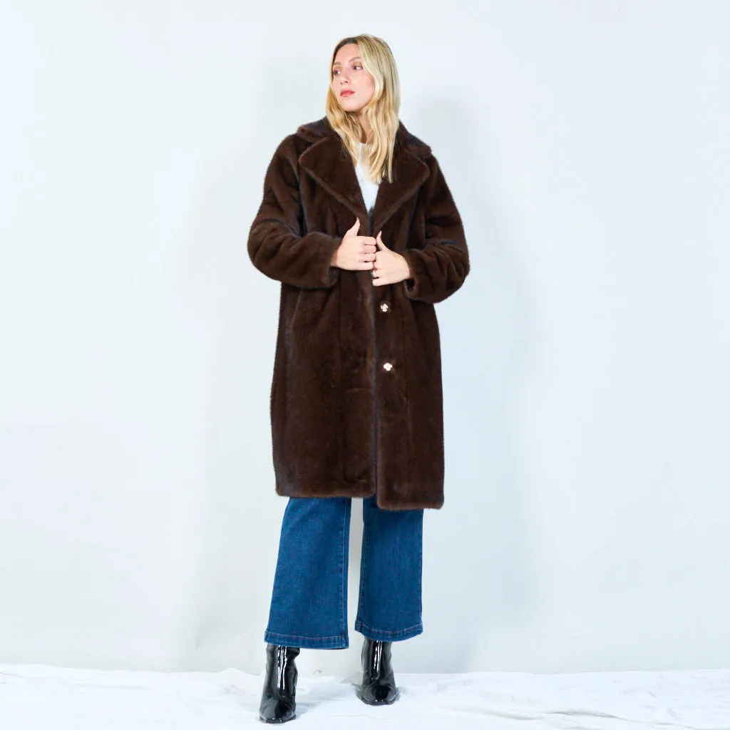 Plush faux fur long coat wholesale