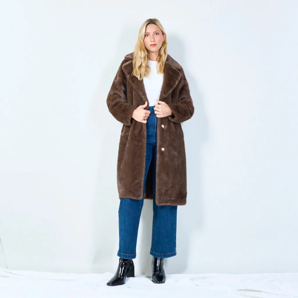 Plush faux fur long coat wholesale