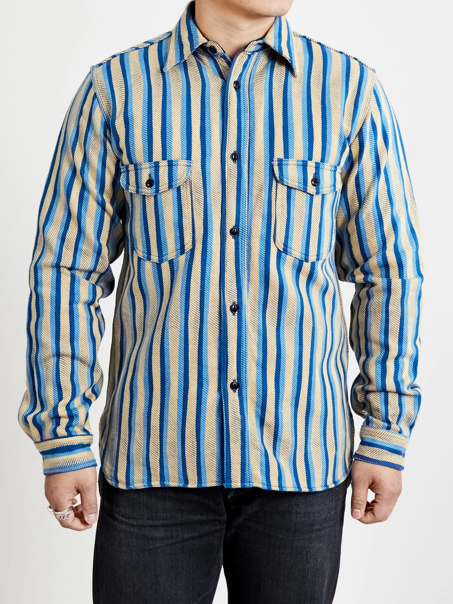 "Drunk Stripe" Flannel Shirt in Yellow