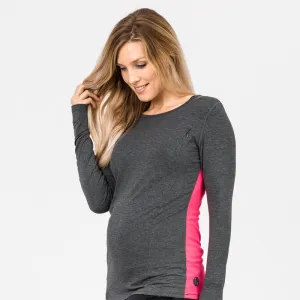 Relove ** Clearance - Bamboo Long Sleeve Top Grey/Pink