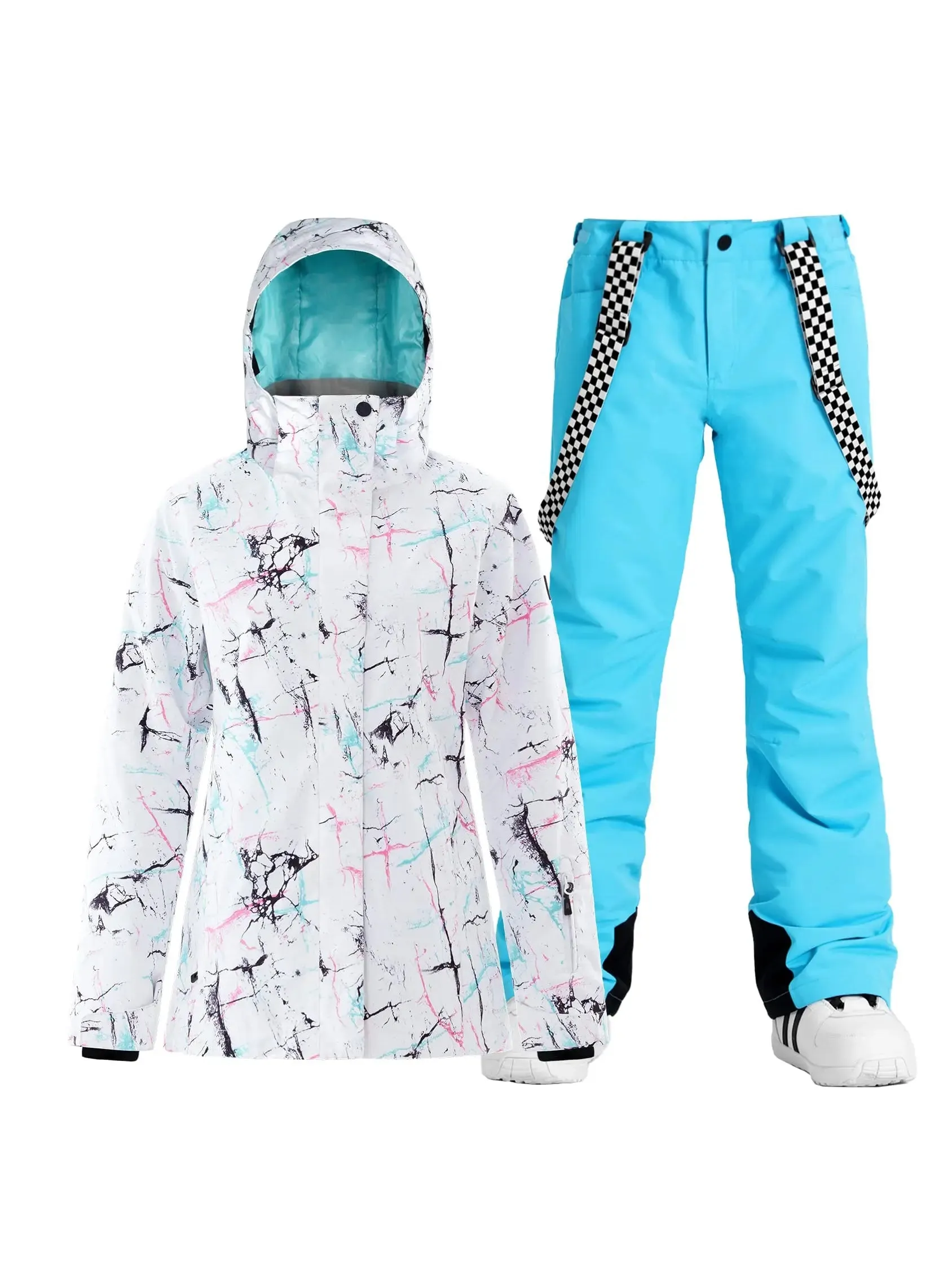 Riuiyele Women's Ski Jackets and Pants Set Insulated Snowsuit